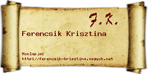 Ferencsik Krisztina névjegykártya